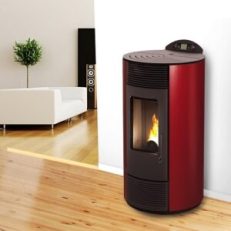 Poêle à granulés MODERNA SMART 8.7 kW rond bordeaux – ChauffageHiver